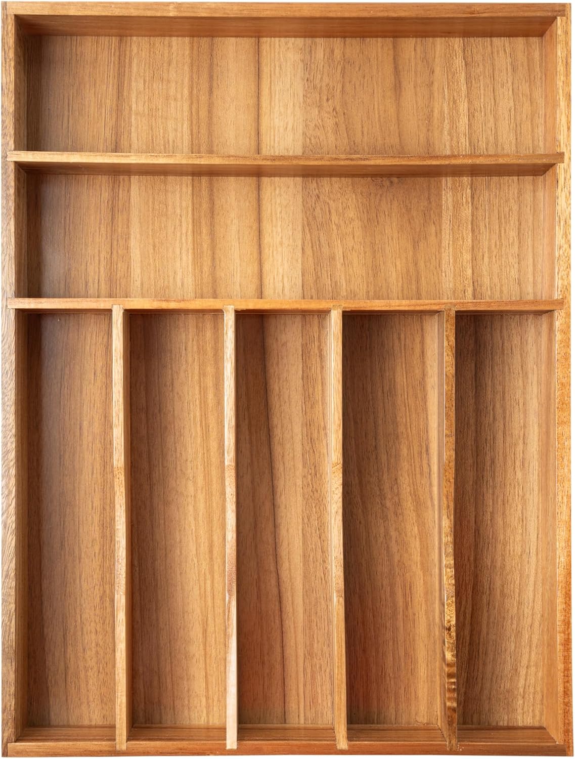 Besilord Silverware Organizer Kitchen Drawer Organizer Utensil Organizer Bamboo Silverware Holder Cutlery Organizer in Drawer Flatware Organizer Tray(5 slots, Natural