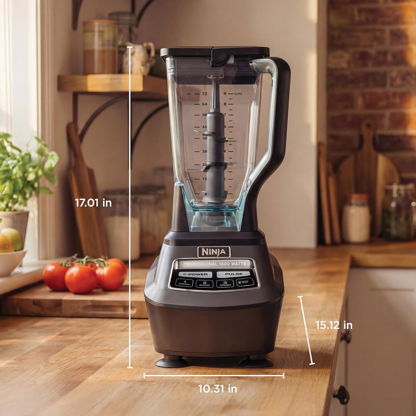 Ninja Kitchen System | All-in-One for Smoothies, Frozen Drinks, Veggie Chopper & More | With Full-Size Pitcher, 8 Cup Food Processor Bowl, (2) 18 oz. Cups, | 1200 Watt | Dark Grey | BR601AMZ