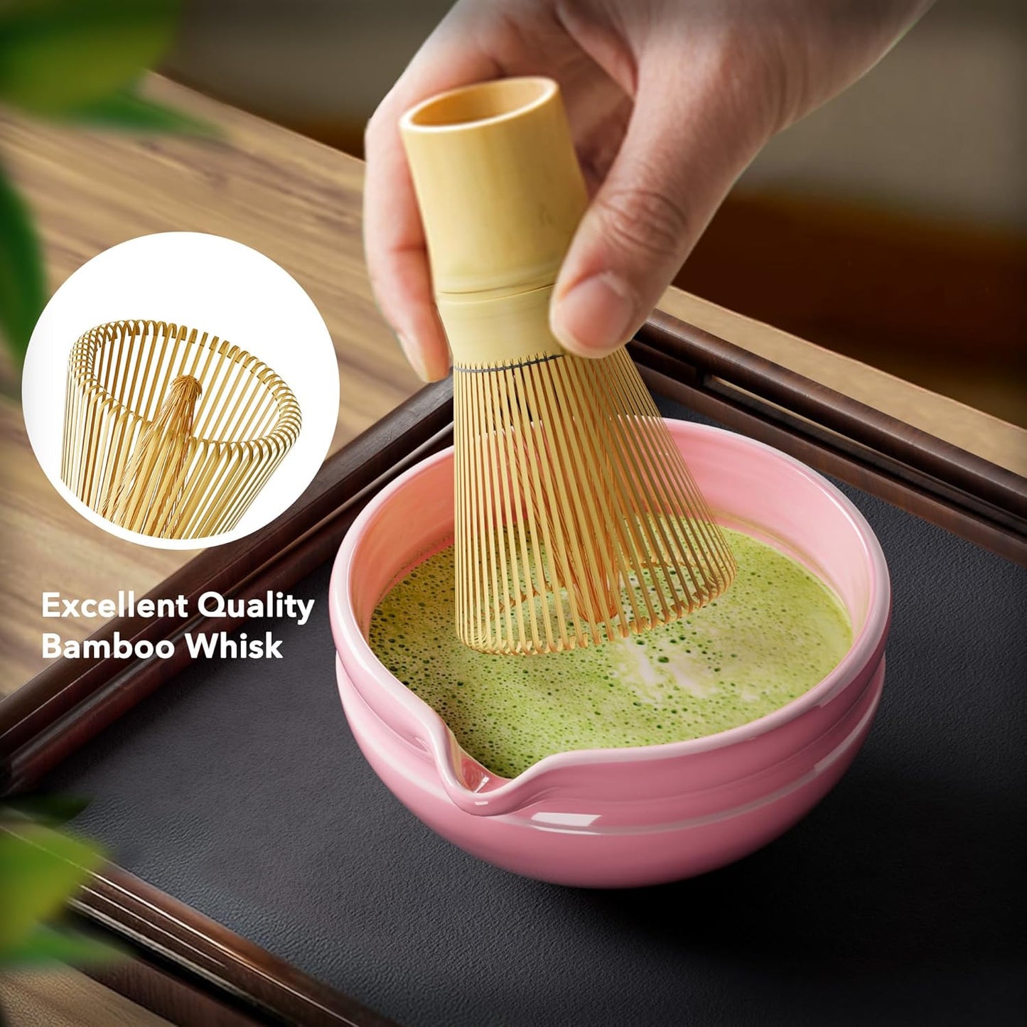 Matcha Whisk Set, Perfect Matcha Kit for Matcha Lovers Includes Ceramic Bowl, Bamboo Whisk, Holder, Scoop, Sifter & Cloth - 7 Pcs Matcha Kit