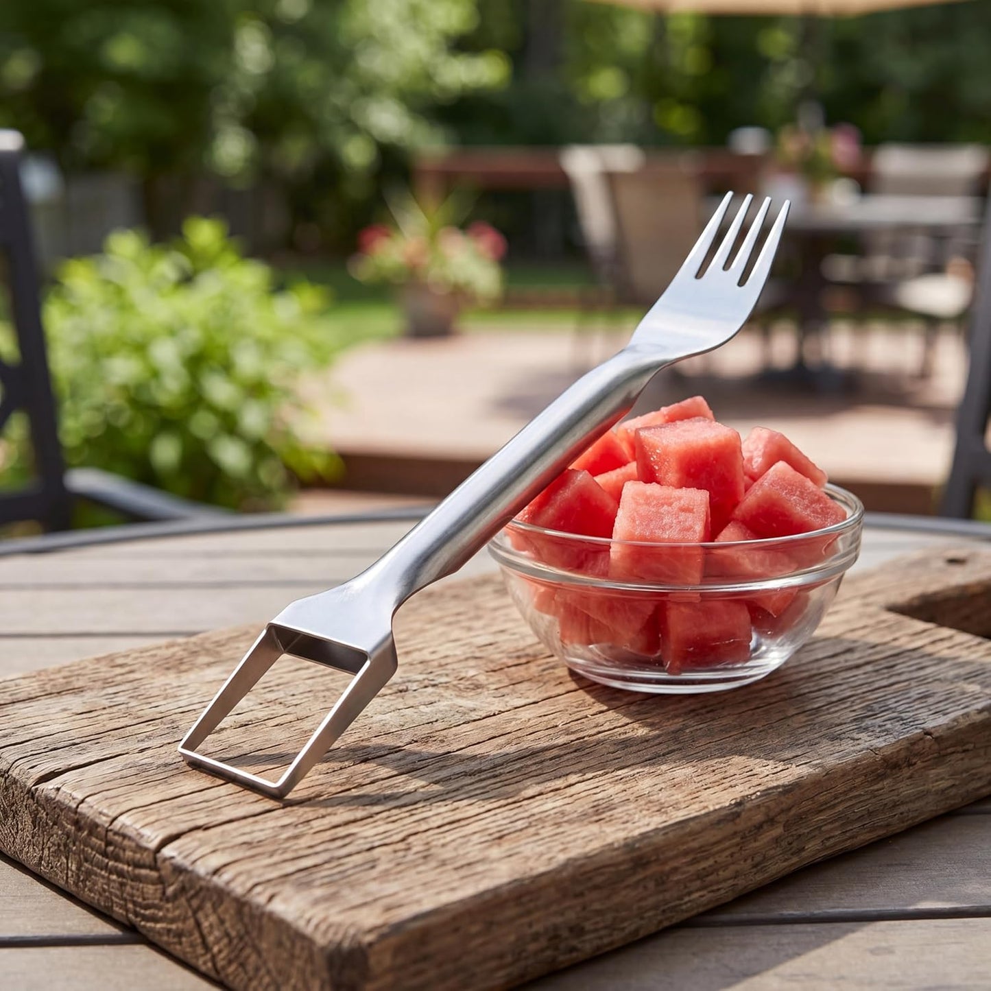 Watermelon cutter, two-in-one stainless steel fruit slicer, upgraded portable watermelon fork, a small fruit fork-slicer tool suitable for use in households, gatherings, camping and kitchens.(1pcs)