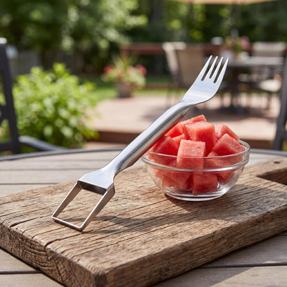 Watermelon cutter, two-in-one stainless steel fruit slicer, upgraded portable watermelon fork, a small fruit fork-slicer tool suitable for use in households, gatherings, camping and kitchens.(1pcs)