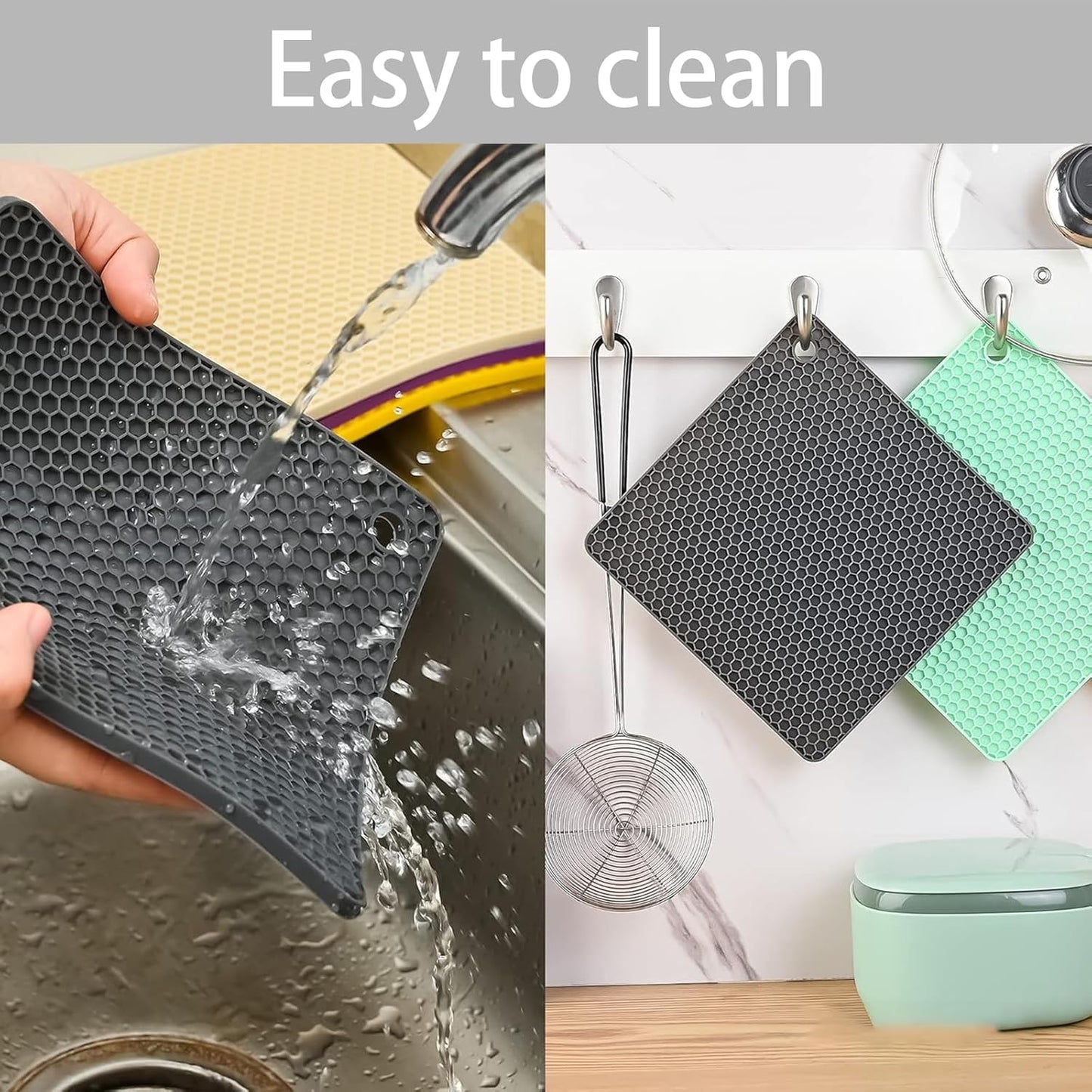Silicone Trivet Mats Set of 6, Heat Resistant Non-Slip Food Grade, Multipurpose Hot Pads for Kitchen Use, Protects Countertops from Hot Pots, Dishes, Pan, Spoon Rest, Coaster