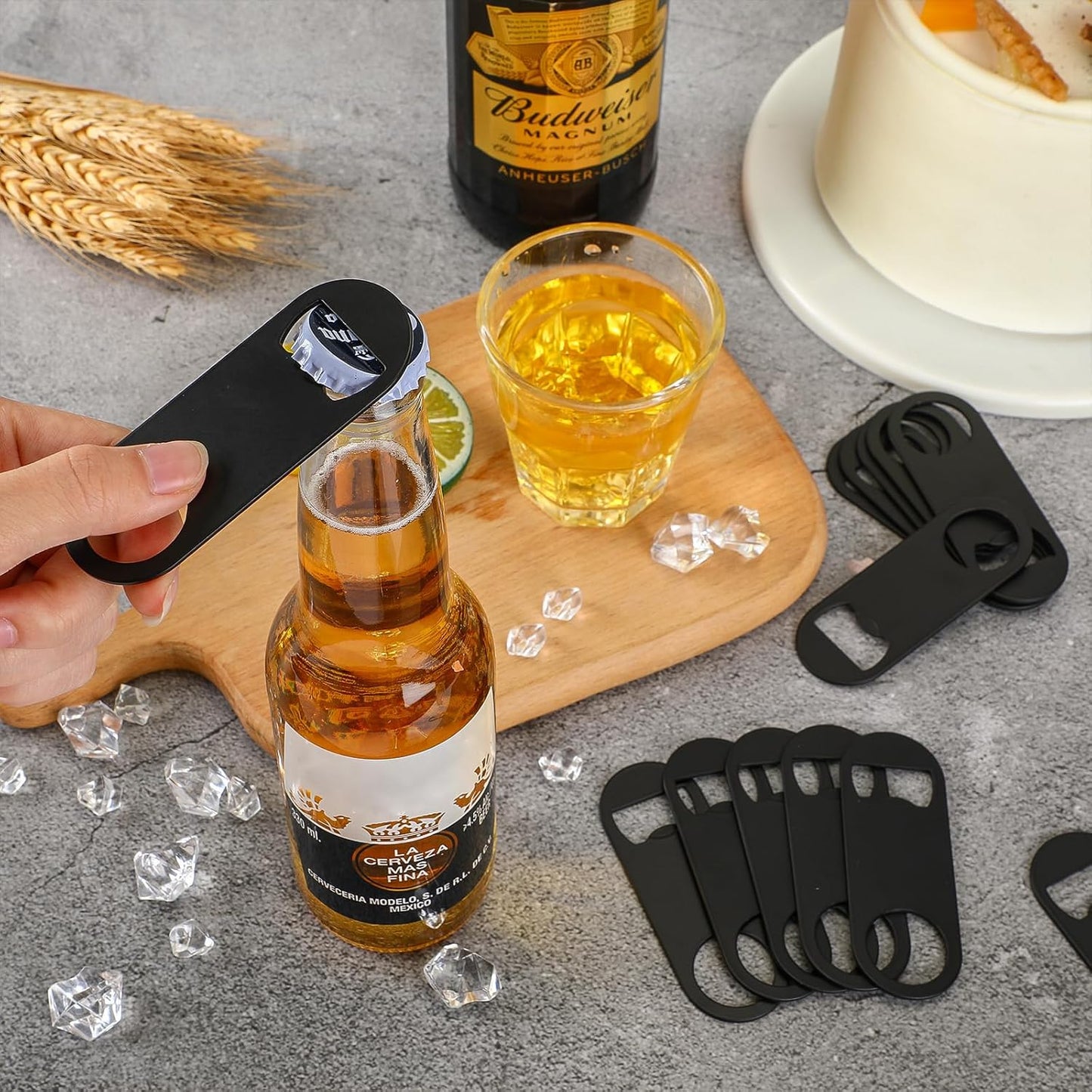 Remerry 50 Pcs Bottle Openers Stainless Steel Flat Bottle Opener Bulk 3.4 x 1.3 Inches Bartender Beer Key Soda Can Mini Speed for Kitchen, Bar or Restaurant