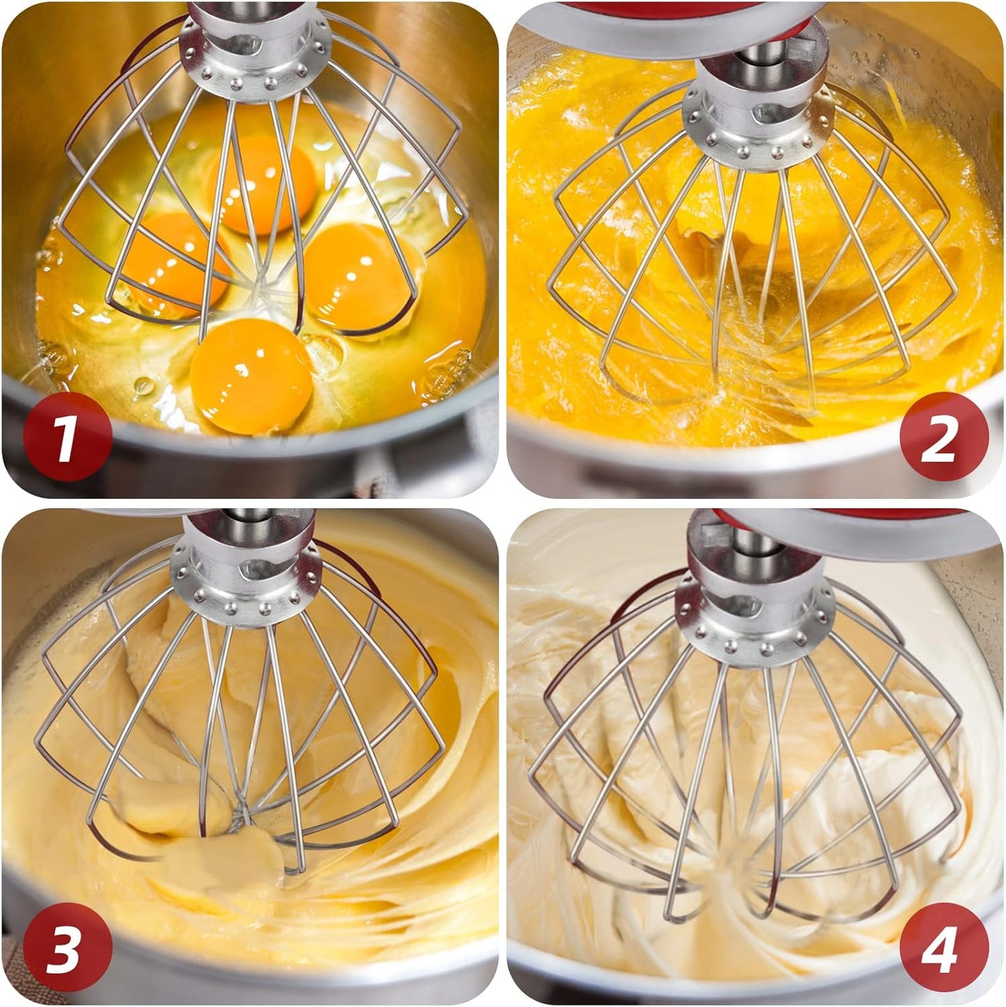 Stand Mixers Accessories 3-Piece Including K45WW Wire Whip & K45DH Dough Hook & K45B Flat Beater fit for Kitchenaid 4.5-5QT Tilt-Head Stand Mixers