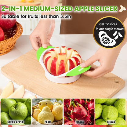 SCHVUBENR 3.5 Inch Apple Slicer with 12 Sharp Blades - Professional Apple Cutter - Stainless Steel Apple Corer - Super Sharp Apple Slicer and Corer - Slice Apple with Ease(Black)