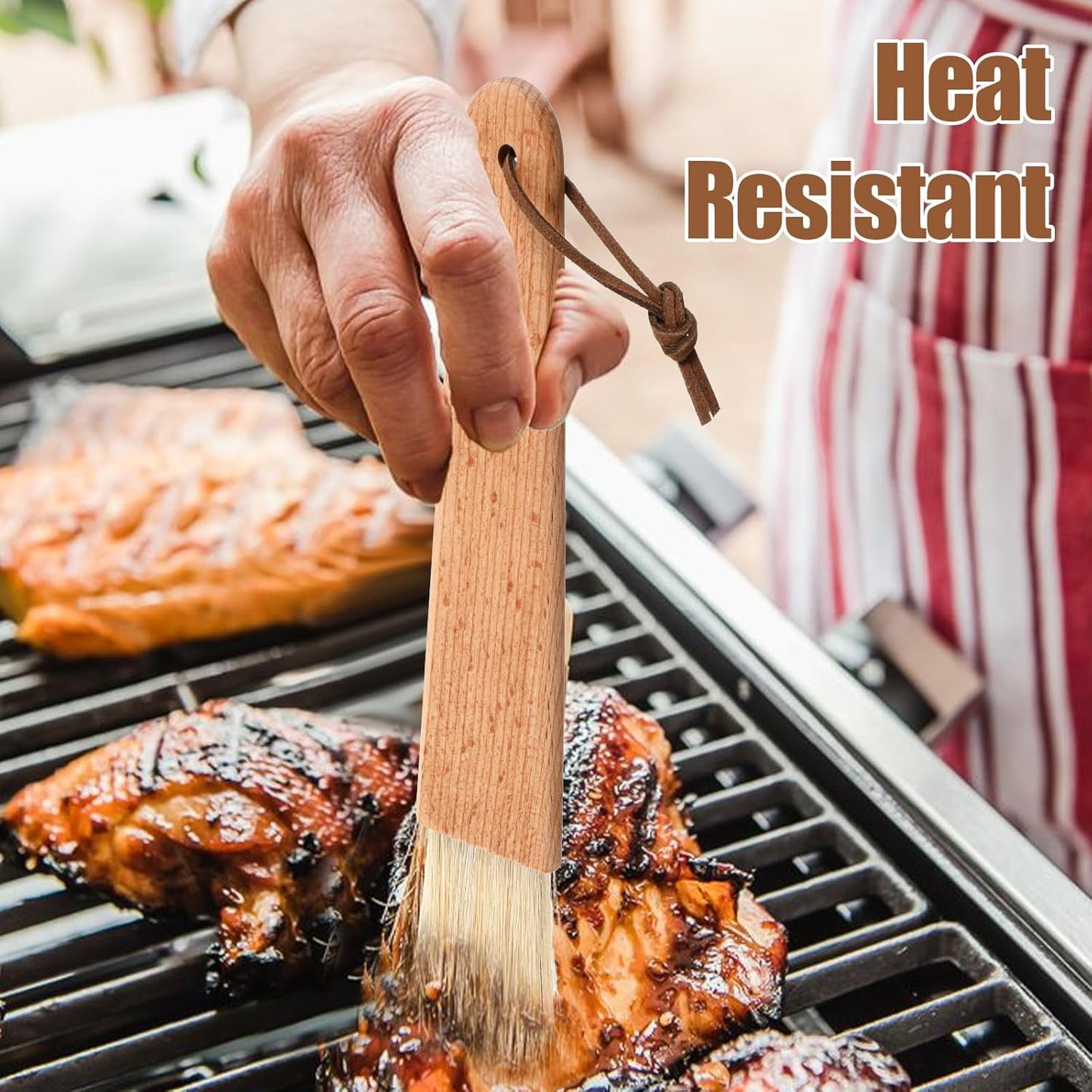Pastry Brush with Beech Wood, Natural Boar Bristle Basting Brush for Cooking Flat Food Brushes for Spreading Butter Oil Sauce Barbecue Baking Kitchen Cooking
