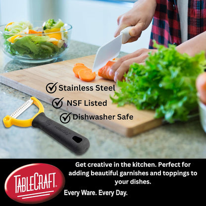 TableCraft 10977 PerfectGrip Julienne Peeler, 2.75" x 1" x 5.75", Straight Edge, Stainless Steel (420J2) (Replaces E5602-JU)