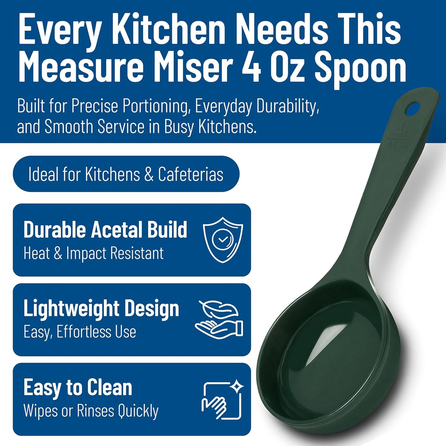 Carlisle FoodService Products 492104 Measure Miser Solid Measuring Spoon with Short Handle, 1 Ounce, Yellow