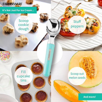 Farberware Professional Ice Cream Scoop, Comfortable Handle, Heavy Duty, Professional Grade Scooper, Get Perfect Shape Scoops, Great for Spooning Frozen Hard Gelato and Sorbet, Cookie Dough, Melon