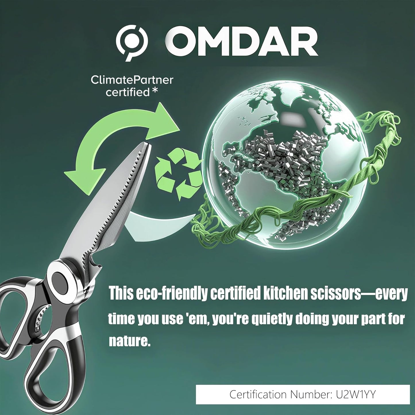 OMDAR Food Grade Kitchen Scissors All Purpose 3 Pack - Heavy Duty Stainless Steel Cooking Shears for Cutting Meat, Food, Fish, Poultry Sharp Sissors for Dishwasher Safe - with Protective Sheath
