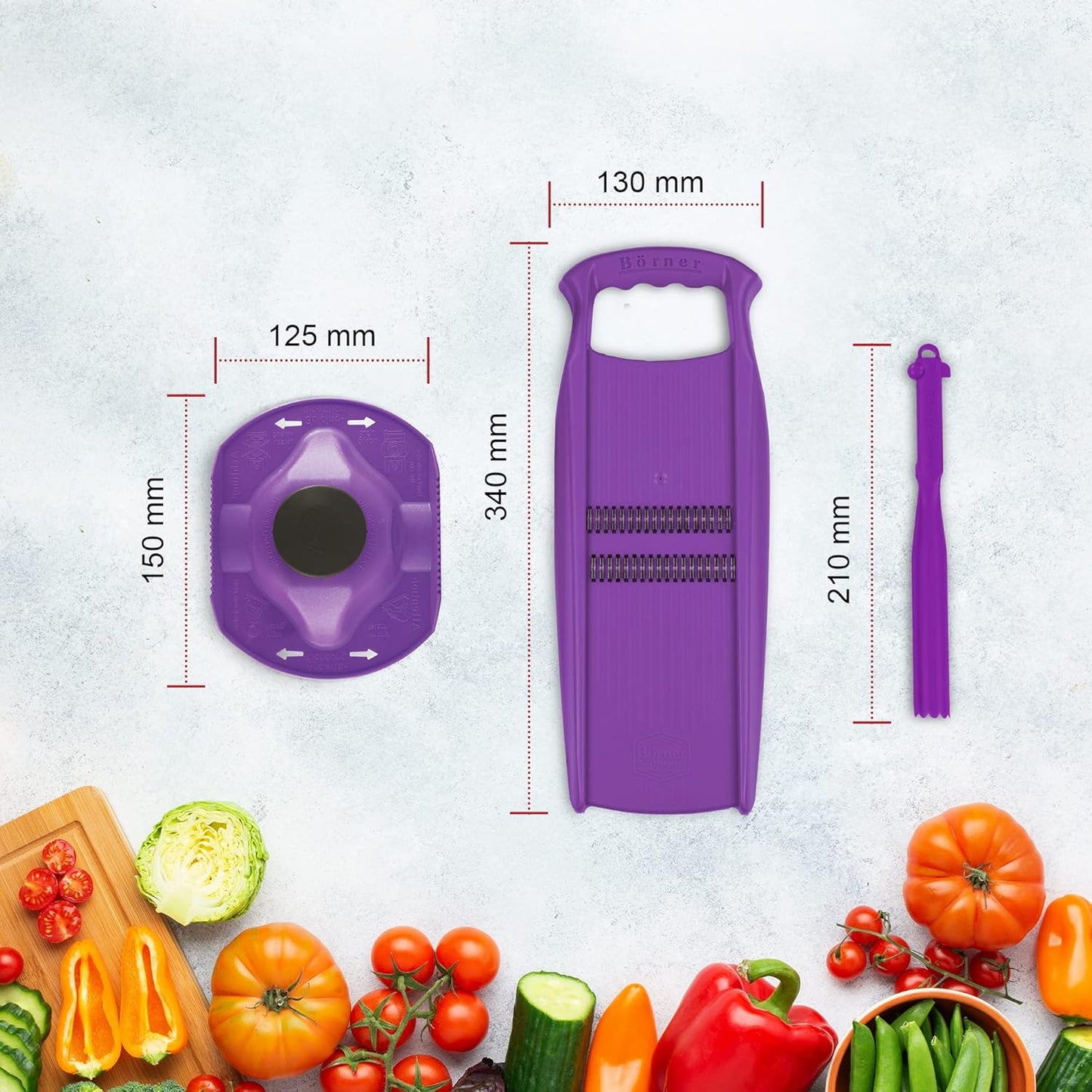 BORNER Roko PowerLine | Vegetable Grater Börner - Quality Made in Germany, Color:Orange