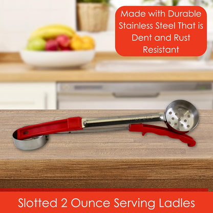 8 Ounce Solid Stainless Steel Portion Control Ladle Spoon for Measuring and Serving; Commercial Grade Serving Scoops [Pack of 2]