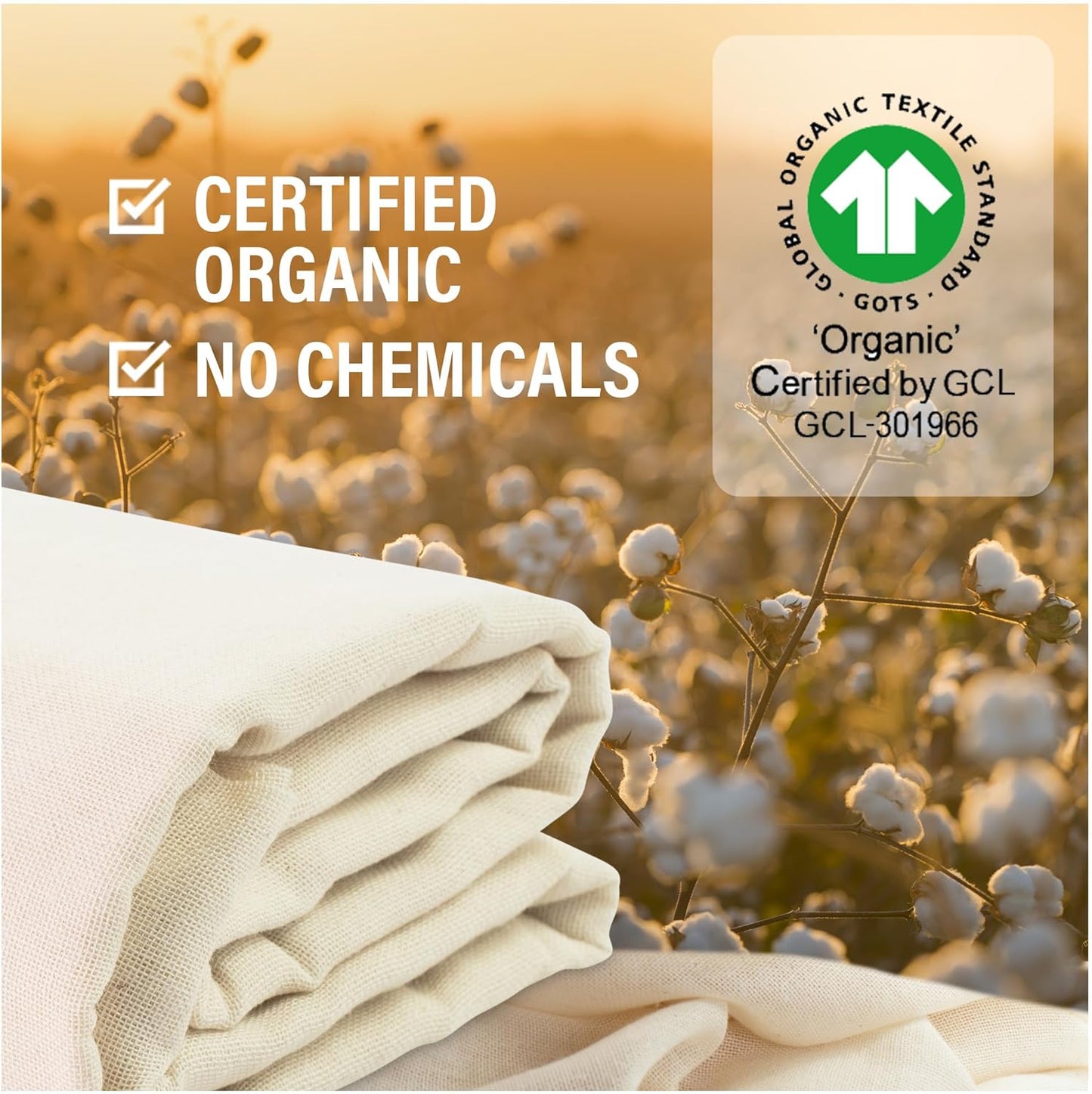 Organic Unbleached Cotton Cheesecloth – GOTS Certified Muslin Cloth for Straining & Cooking, Reusable Kitchen Filter, Large 18 sq ft
