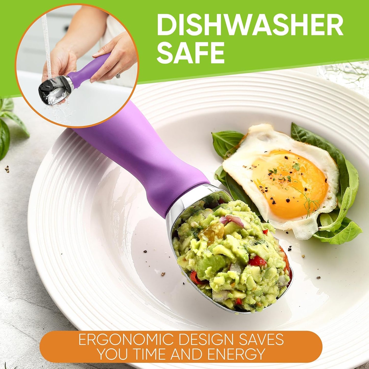 Spring Chef Heavy Duty Ice Cream Scoop with Comfortable Handle - Professional Ice Cream Scooper for Gelato, Sorbet, Cookie Dough, Melon, Frozen Yogurt - Dishwasher Safe Metal Kitchen Tool - Black