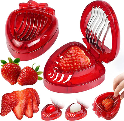 Stainless Steel Strawberry Corer, Slicer, Huller - Multi-Purpose Fruit Corer Slicer Tool; Kitchen Gadgets