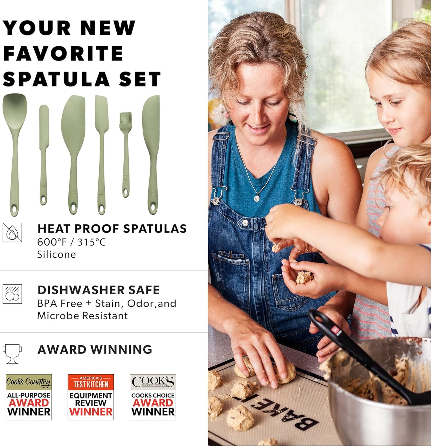 All New DI ORO 6-Piece Silicone Spatula Set - Rubber Kitchen Utensils for Baking, Cooking & Mixing - Heat-Resistant 600°F BPA Free Spatulas for Nonstick Cookware - Dishwasher Safe (Black)