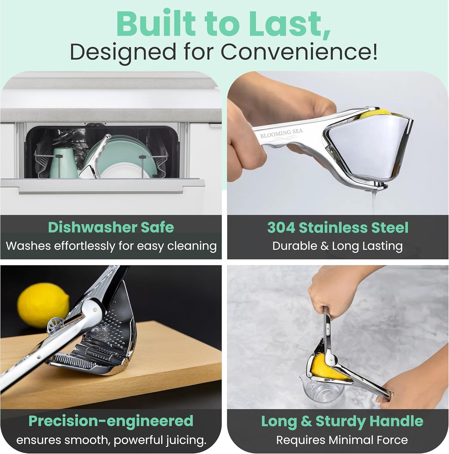 Lemon Squeezer - Compact & Heavy-Duty Citrus Press Juicer with Ergonomic Handle & Built-in Filter, Premium Quality Manual Squeezer for Lime & Lemons.