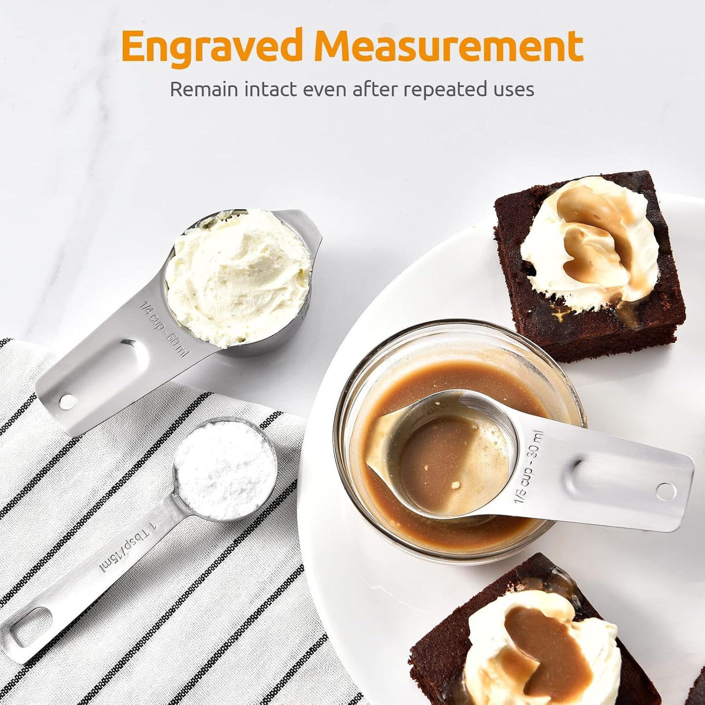 Measuring Cups, U-Taste Magnetic Measuring Cups and Spoons Set of 13 in 18/8 Stainless Steel: 7 Measuring Cups and 5 Measuring Spoons with 1 Professional Magnetic Measurement Conversion Chart