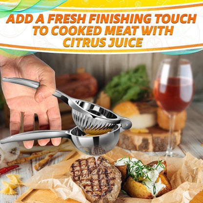 Hand Juicer Squeezer with Ergonomic Heavy Duty Handle – 20 oz Bowl Aluminum Lemon Juicer with Pour Spout for Mess-Free Pouring - Manual Citrus Press for Lemon, Orange, Lime, Grapefruit, Pomegranate