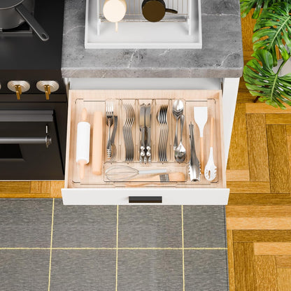 Yieach Clear Expandable Silverware Drawer Organizer,9.4-15.6In Adjustable Silverware Tray for Drawer,Acrylic Kitchen Utensil Drawer Organizer for Cutlery,Flatware Organizers and Fork and Spoon Holder