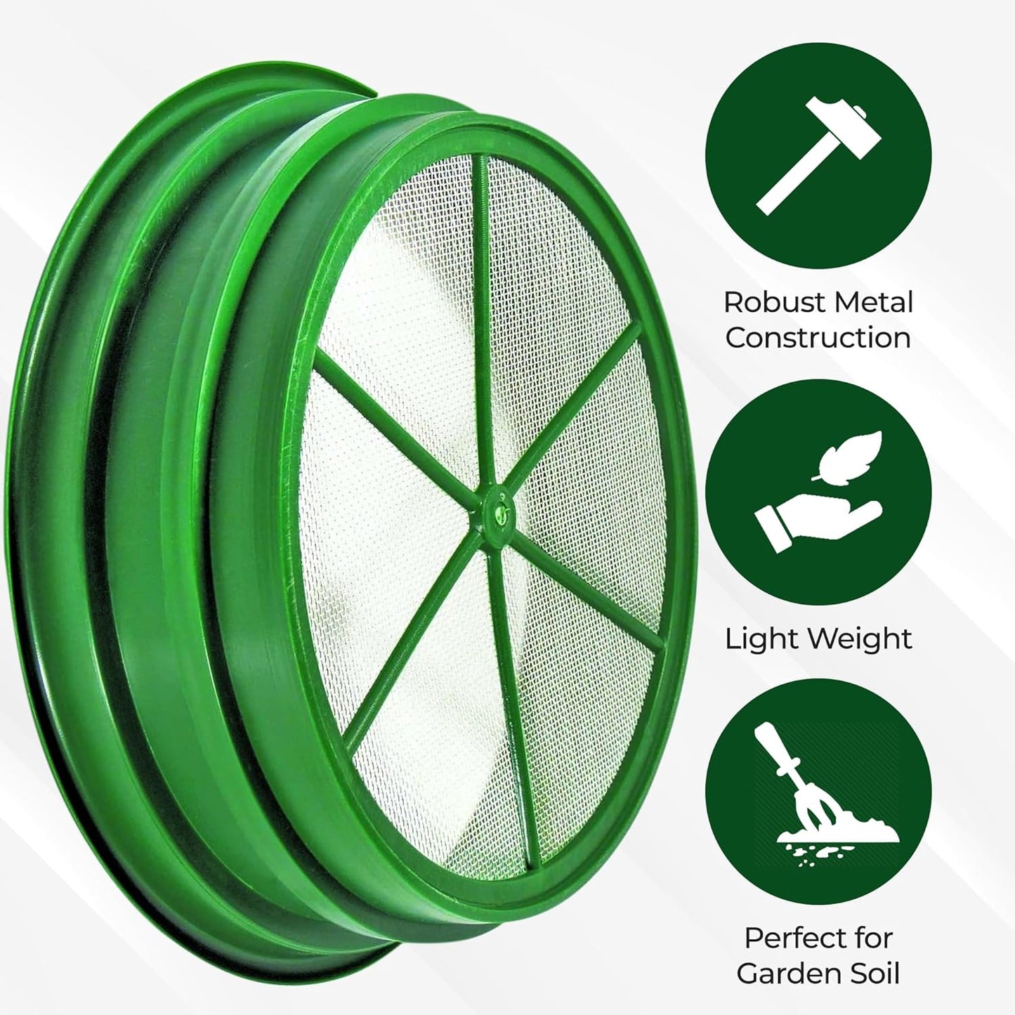 SE 13.25 Inch Wide Stackable Classifier Gold Prospecting Pan - 1/8 Inch Stainless Steel Mesh Sifting Pan, Green