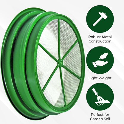 SE 13.25 Inch Wide Stackable Classifier Gold Prospecting Pan - 1/8 Inch Stainless Steel Mesh Sifting Pan, Green