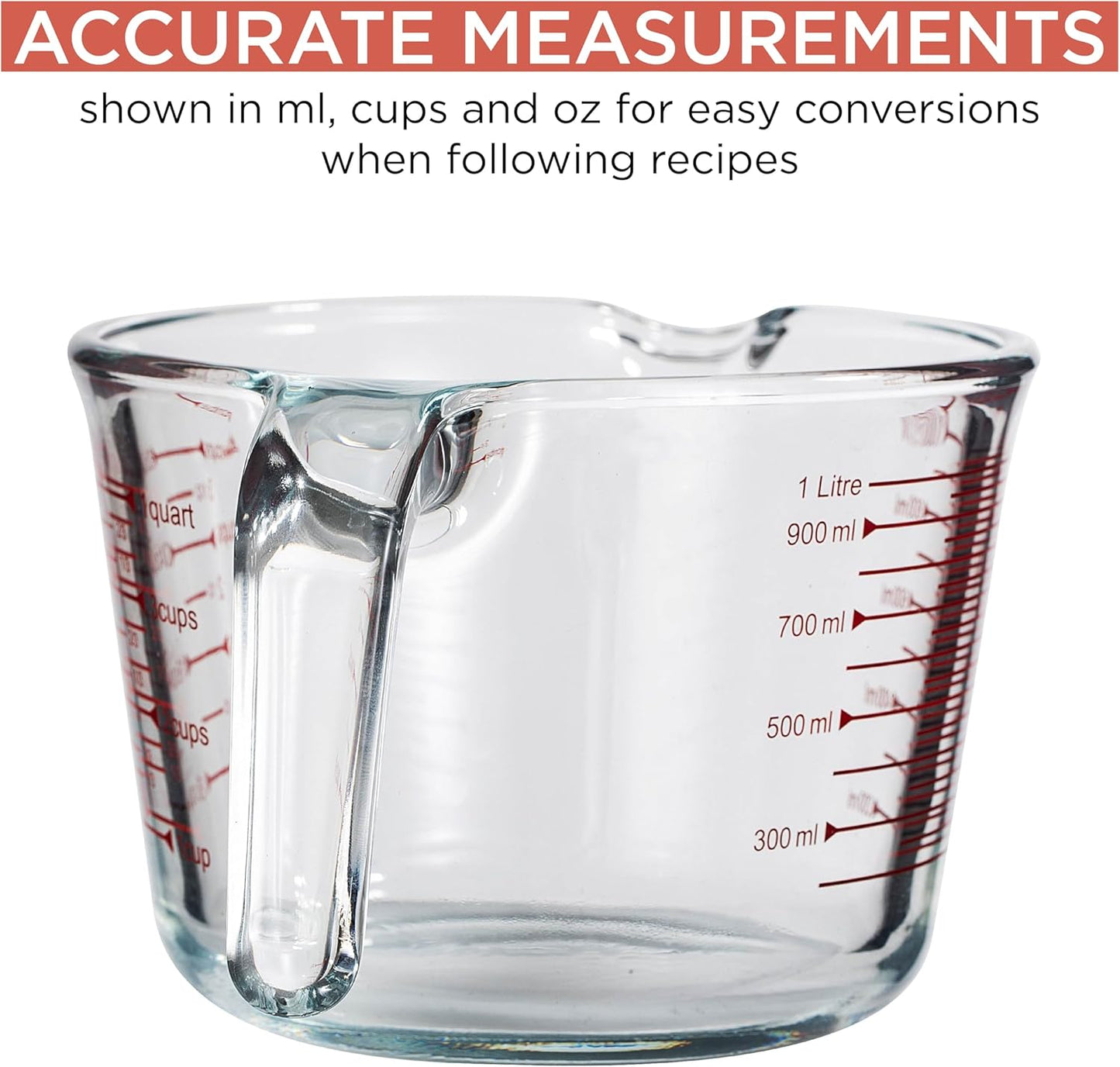 COOK WITH COLOR Glass Measuring Cups - Ideal for Cooking and Baking, Green