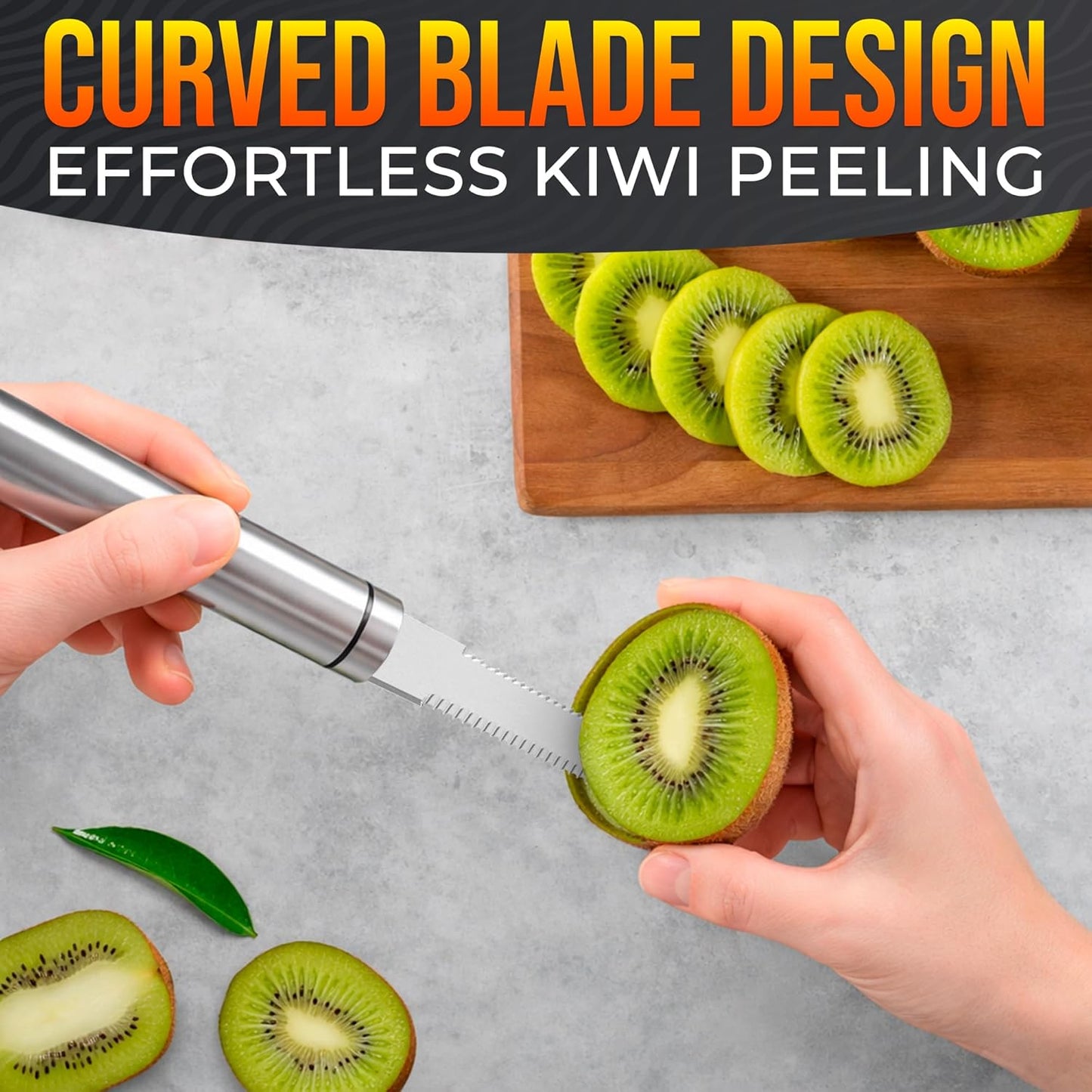 Grapefruit Knife Curved Serrated Double Blade – Stainless Steel Citrus Fruit Sectioning Knife & Peeler, Ergonomic Handle, Dishwasher Safe Kitchen Tool for Grapefruits, Oranges, Lemons & Citrus Prep