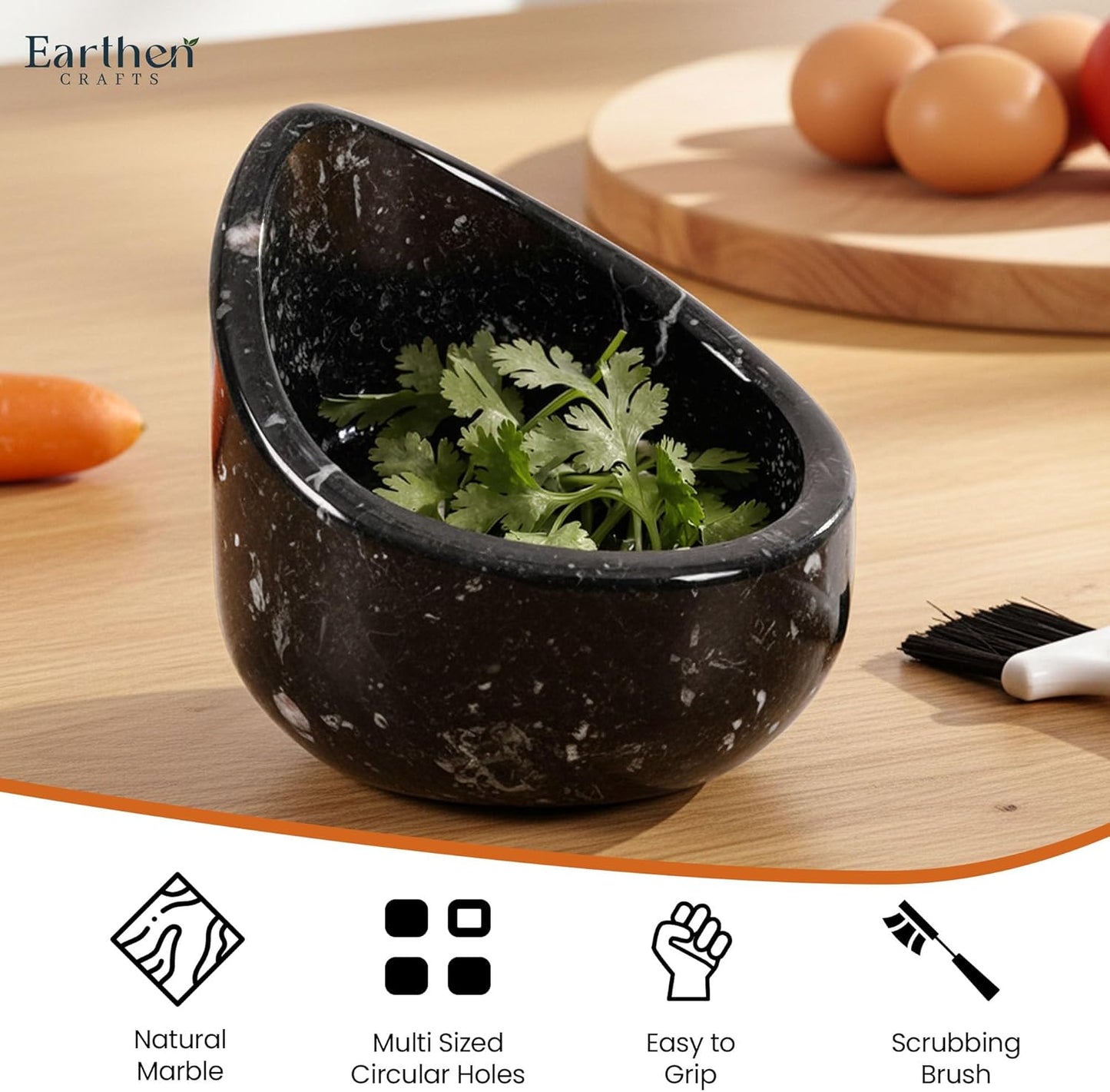 Marble Herb Peeler 3 Inches Cream Leaf Stripper with Brush for Fast Leaf Removal, Ideal for Parsley, Rosemary, and Cooking Salads
