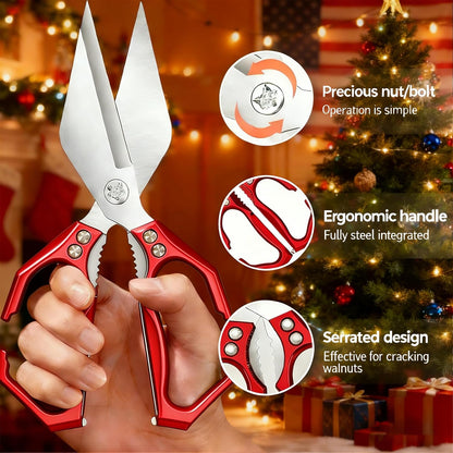 Multifunctional Heavy-Duty Kitchen Shears,Ultra Sharp Stainless Steel Poultry Shears,Multipurpose Food Scissors for Chicken, Meat,Fish, Vegetables,Bone Cutting(Silver)