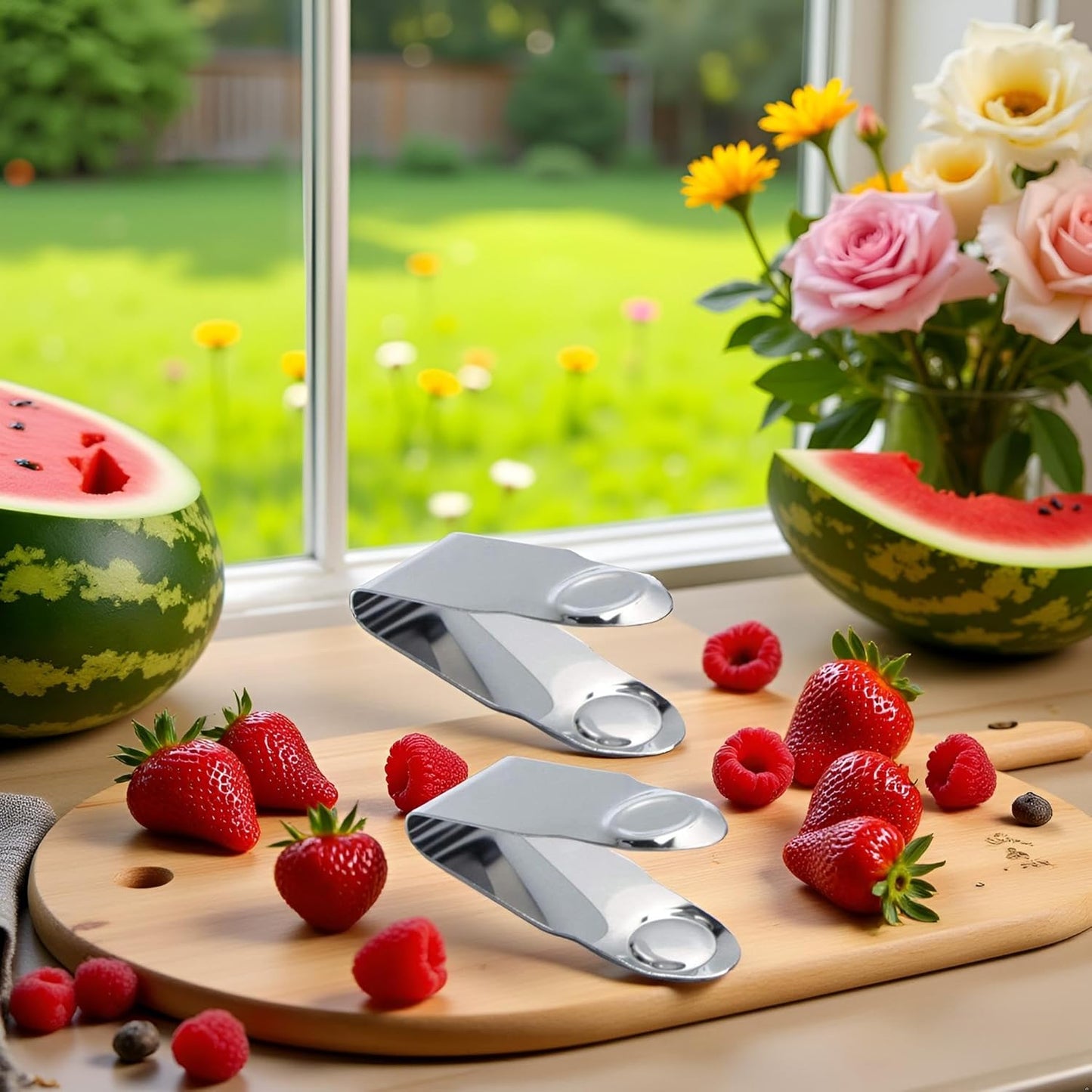 3Pcs Silver Stainless Steel Strawberry Huller Fruit Stem Remover Home Kitchen Tools for Cherry Tomato