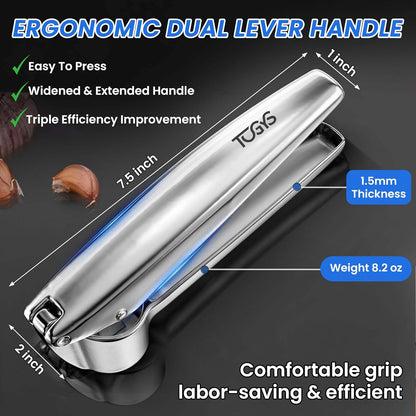 3-in-1 Premium Kitchen Tool Set - Heavy Duty Stainless Steel Garlic Press, Herb Scissors & Meat Tenderizer - Rust-Proof, Dishwasher Safe Cooking Gadgets - Ideal Gift for Home Chefs