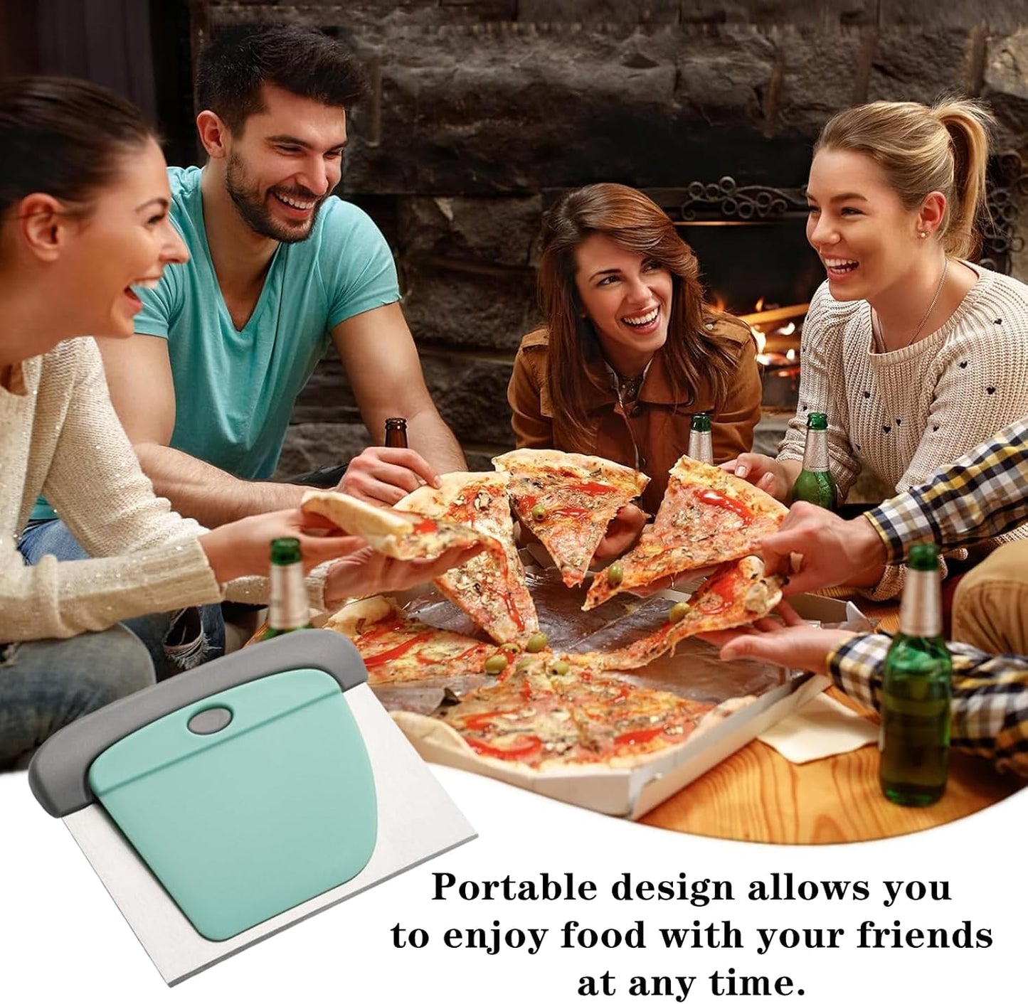 1 Set Bench Bread Scraper Professional Stainless Steel Dough Cutter Pizza Cutter with Grip Handles for Kitchen