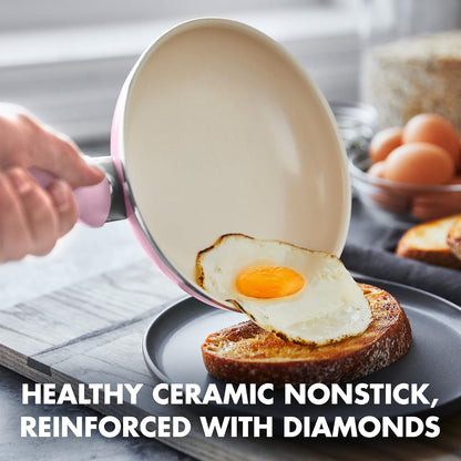 GreenPan Rio Healthy Ceramic Nonstick 8" Frying Pan Skillet and Silicone Spatula Set, Soft Grip Handle, Breaktfast Meal Set, PFAS-Free, Dishwasher Safe, Oven Safe, Oxford Blue