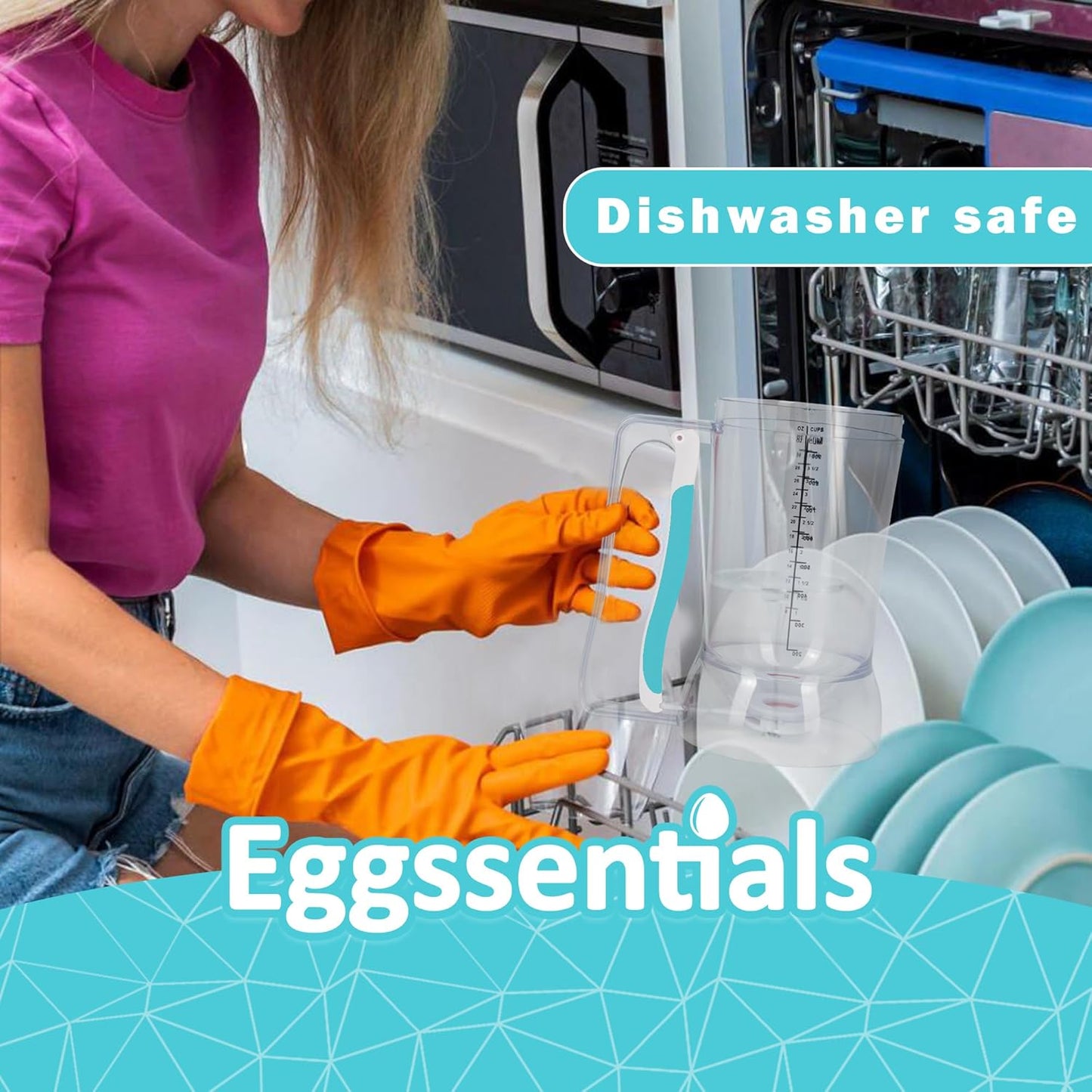 Eggssentials – Pancake Batter Dispenser, Batter dispenser with Squeeze Handle Mess-Free, Cupcakes, Waffles & More – Durable, Easy-Pour Pancake Dispenser Bottle for Smooth Baking