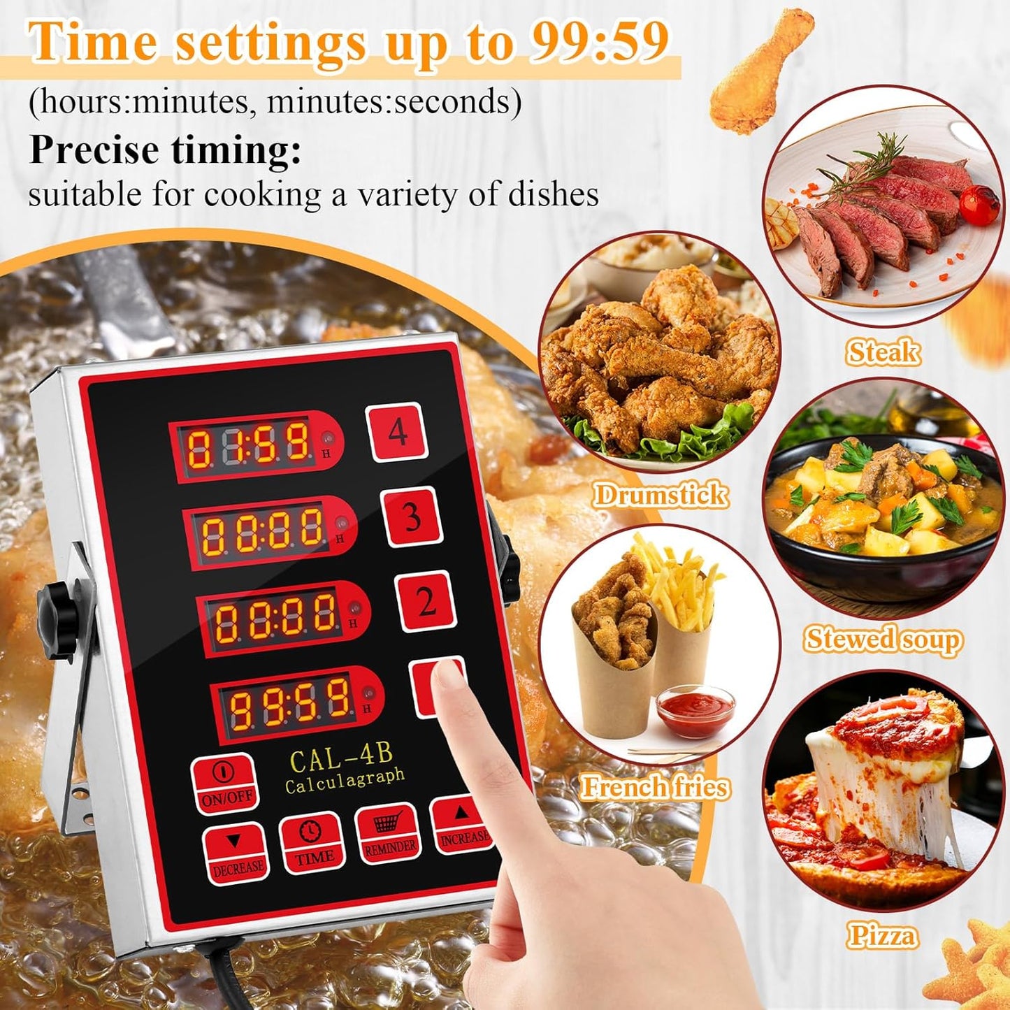 Relaxweex 1 Pack Commercial 8 Channel Digital Kitchen Timer, Multi-Countdown Timer with Loud Alarm & Large LCD Display, Wall Mount or Countertop for Restaurant, Fry Station, Baking & Lab Use
