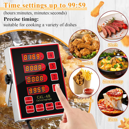 Relaxweex 1 Pack Commercial 8 Channel Digital Kitchen Timer, Multi-Countdown Timer with Loud Alarm & Large LCD Display, Wall Mount or Countertop for Restaurant, Fry Station, Baking & Lab Use