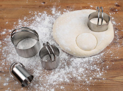 RSVP International Endurance Round Biscuit Cutters - Stainless Steel, Set of 4 | Nest for Easy Storage | For Cutting Thick or Thin Dough | Professional | High Handle Arch