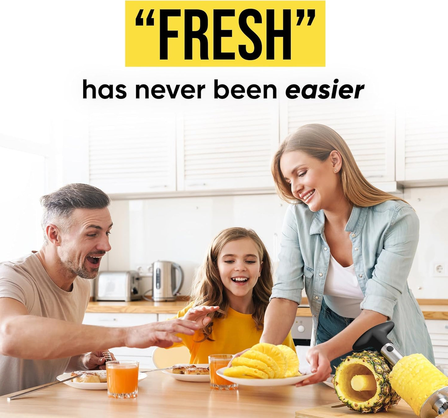 Zulay Kitchen Stainless Steel Pineapple Corer & Slicer – Heavy Duty Pineapple Cutter & Eye Removal Tool – Effortless Core Remover Tool with Sharp Reinforced Blade & Ergonomic Handle - Black