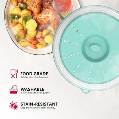 WVM Microwave Splatter Cover Vented for Food with Hook Hole, Splatter Guard & Colander Kitchen Gadget for Food, Meal Prep, Grey