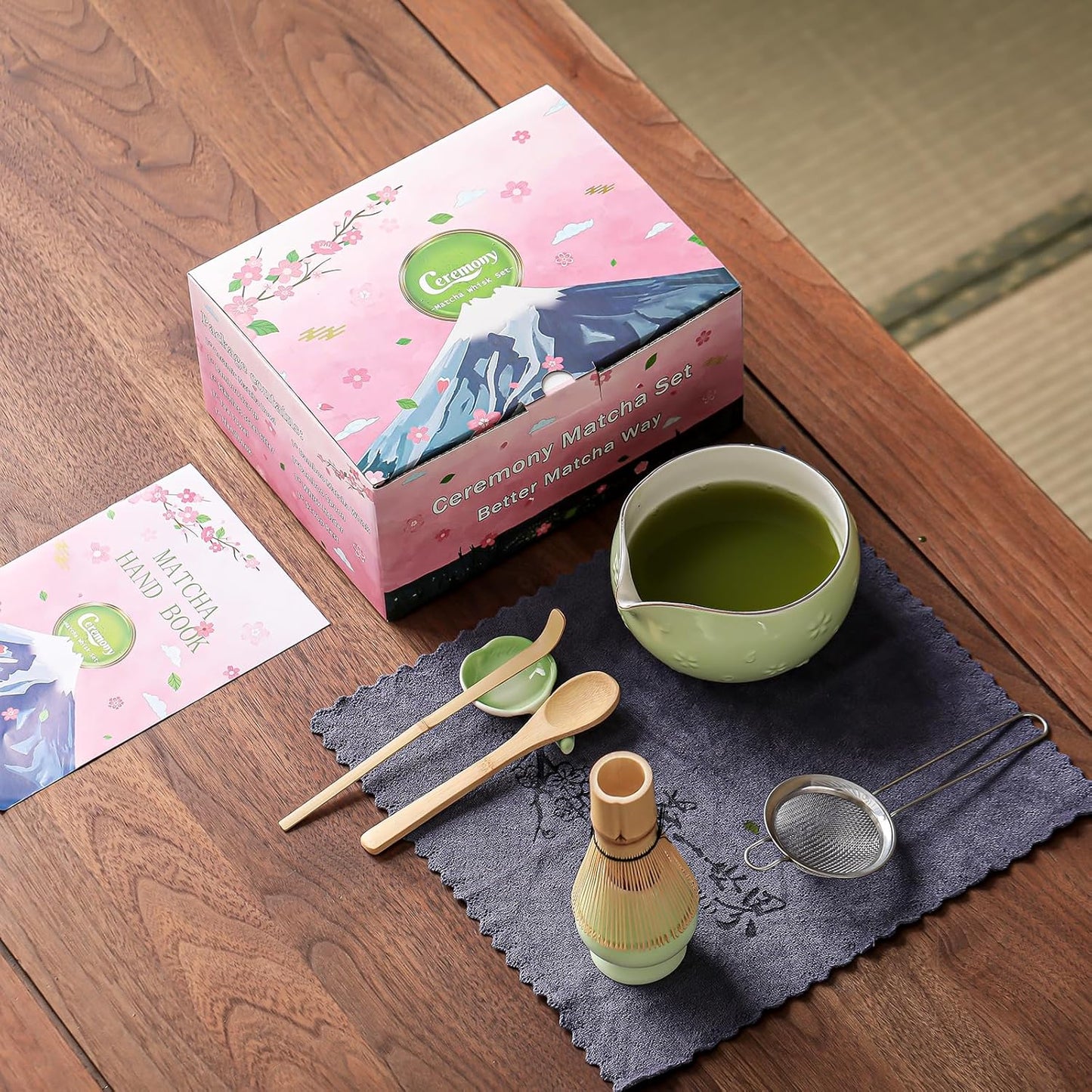 Clay&Fire Matcha Whisk Set, 9 pcs Ceramic Matcha Set, Gifts for Women,Matcha Bowl with Spout and Whisk, Matcha Kit for Matcha Lovers, Gift Mother's Day, Birthday, Anniversary