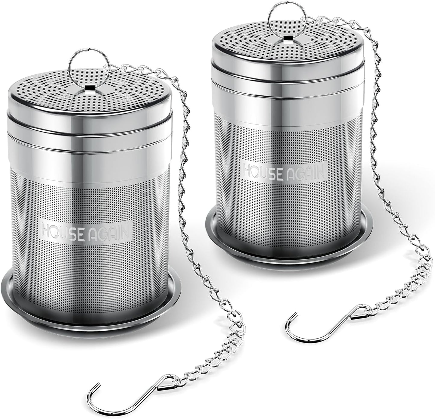 House Again Tea Infusers, Extra Fine Mesh Tea Strainers for Loose Tea, Updated Slim Threaded Lid & 304 Stainless Steel, Loose Leaf Tea Steeper for Brew Tea Spices & Seasonings