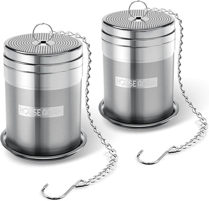 House Again Tea Infusers, Extra Fine Mesh Tea Strainers for Loose Tea, Updated Slim Threaded Lid & 304 Stainless Steel, Loose Leaf Tea Steeper for Brew Tea Spices & Seasonings