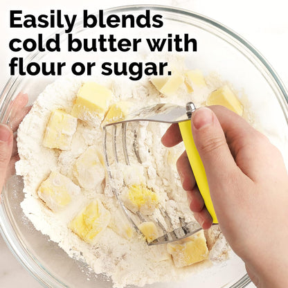 Zulay Kitchen Dough Blender - Stainless Steel Pastry Cutter, Heavy Duty Dough Cutter With Blades, Pastry Blender And Butter Cutter - Pastry Cutter For Baking (Blue)