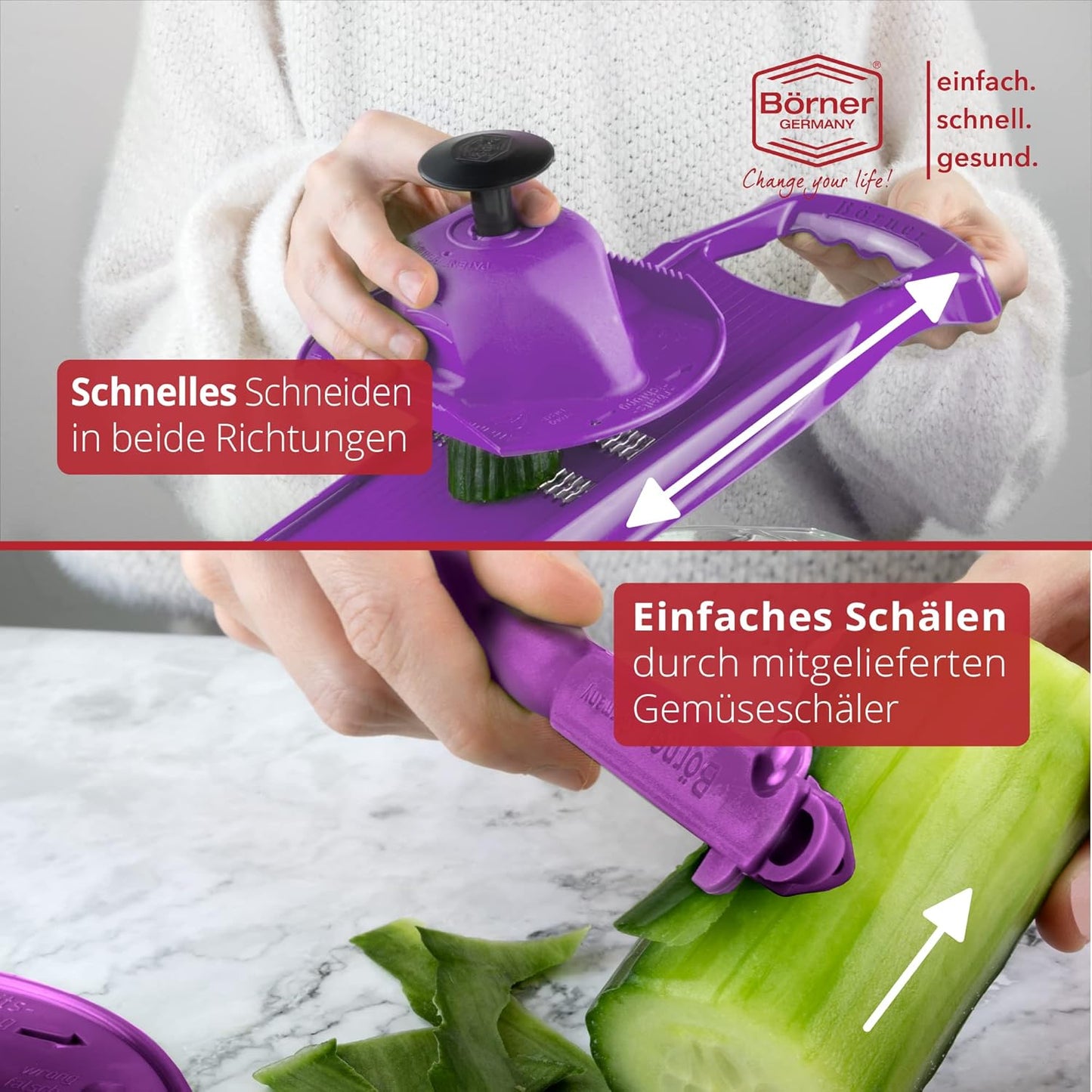 BORNER Roko PowerLine | Vegetable Grater Börner - Quality Made in Germany, Color:Orange