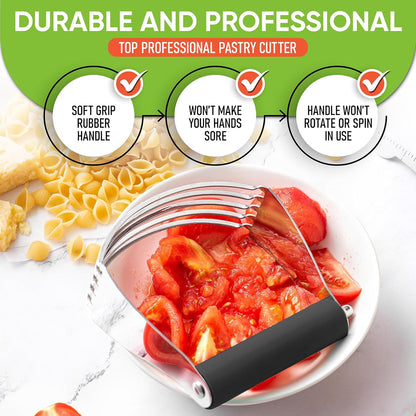 Spring Chef Dough Blender, Top Professional Pastry Cutter with Heavy Duty Stainless Steel Blades, Medium Size, Black