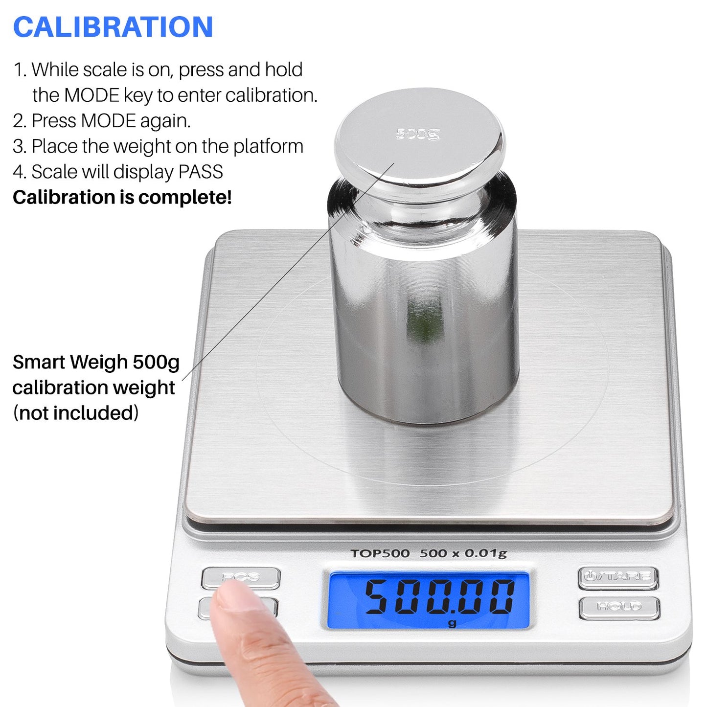 Smart Weigh Pro Digital Pocket Scale – 2000g x 0.1g Precision Gram Scale with LCD Display, 6 Weighing Units, Hold & Count Functions – Includes 2 Trays and Batteries (Silver)