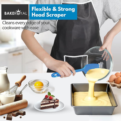 BakeRoyal Silicone Spatula Set - 4-Piece Rubber Spatulas Silicone Heat Resistant 600°F for Everyday Task - Seamless Design Kitchen Spatulas for Nonstick Cookware - Royal Blue
