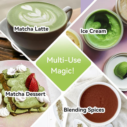 SHONMISEN Bamboo Matcha Whisk Set -Matcha Whisk (Chasen),Whisk Holder(White),Sifter,Tea Scoop and Tea Spoon