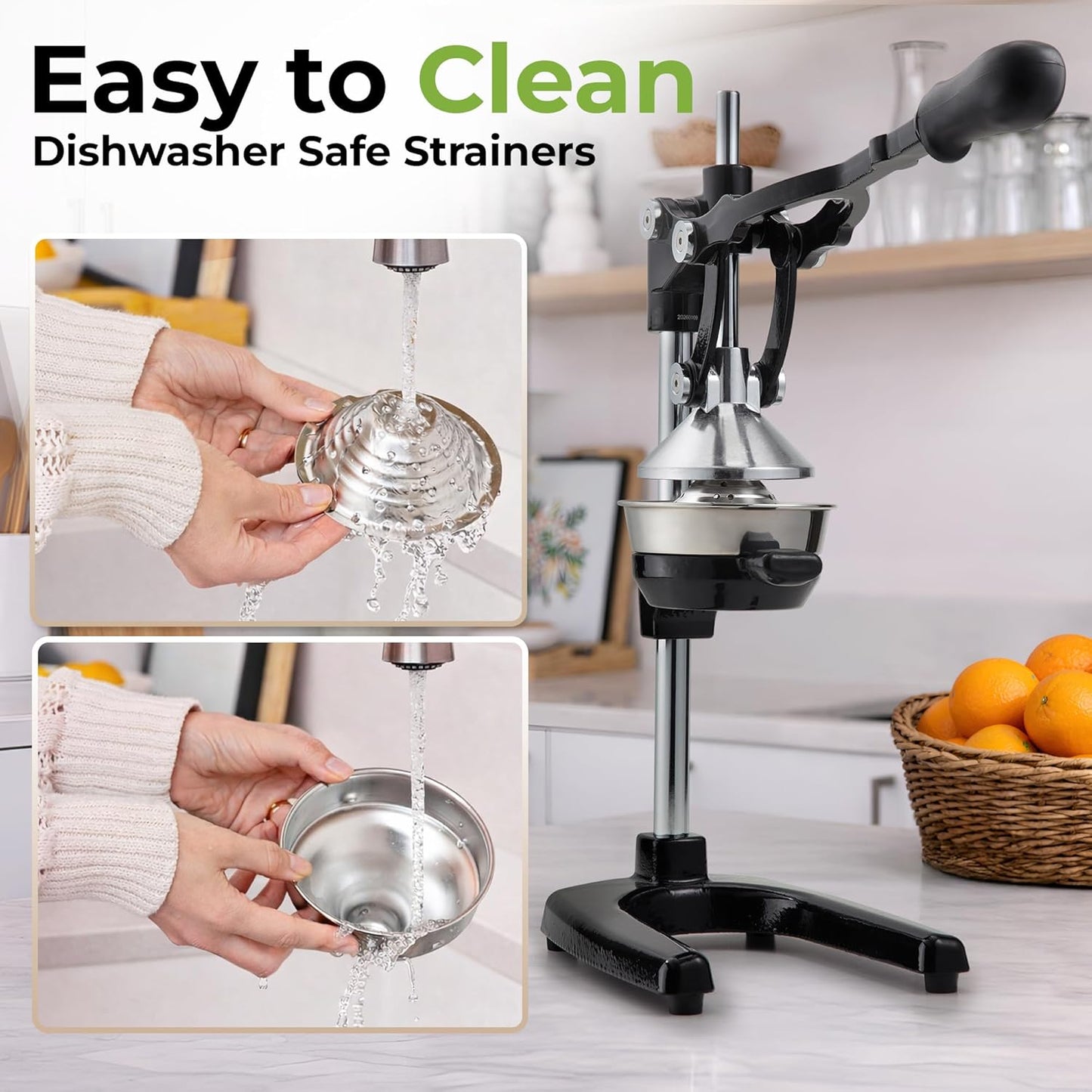 Zulay Kitchen Cast Iron Juicer - Heavy Duty Manual Juicer with Detachable Strainers for Easy Cleaning, Orange Juice Press for Citrus Fruits, Perfect for Bartenders, Juice Lovers & Health Enthusiasts
